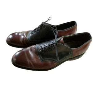 VTG JOHNSTON & MURPHY Aristocraft Men's Cordovan Black Saddle Shoes Size 12 USA